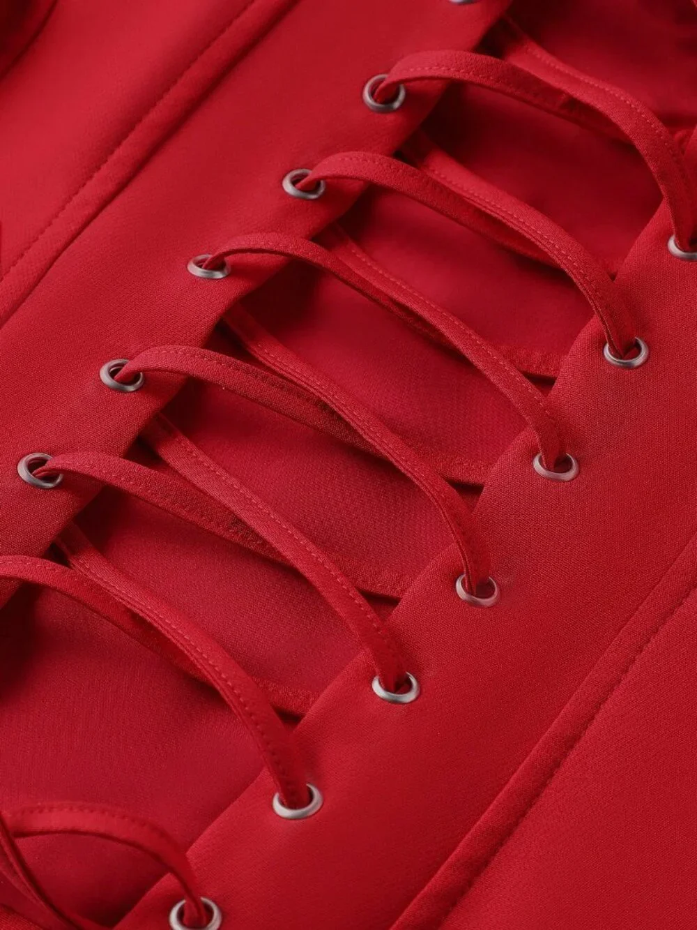 Red Casual Women's Fishbone Corset Sexy Bandeau Lace-Up Short Top